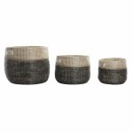 Set de Coșuri DKD Home Decor Gri Natural Iarbă de mare (3 Piese)