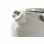 Vază DKD Home Decor Porțelan Gri Bej Păsări Shabby Chic (15 x 15 x 13,5 cm) (2 Unități)
