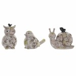 Figură Decorativă DKD Home Decor Verde Roz Natural animale Shabby Chic 20,5 x 10 x 17 cm (3 Piese)