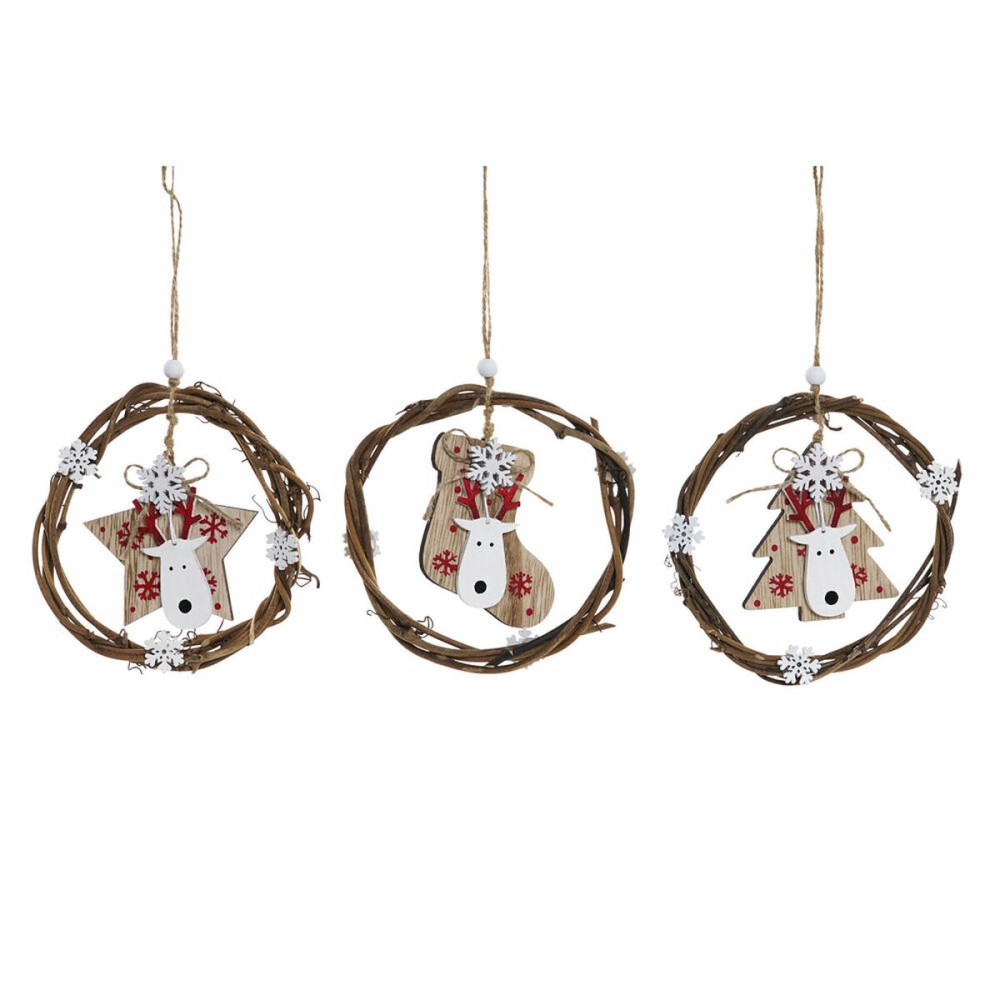 Ornament de Crăciun DKD Home Decor Lemn (3 pcs) (14 x 1 x 18 cm)