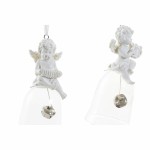 Ornament de Crăciun DKD Home Decor Rășină Geam Înger (4 pcs) (5 x 5 x 10.5 cm)
