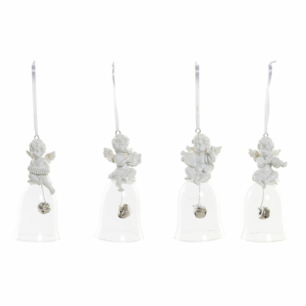 Ornament de Crăciun DKD Home Decor Rășină Geam Înger (4 pcs) (5 x 5 x 10.5 cm)