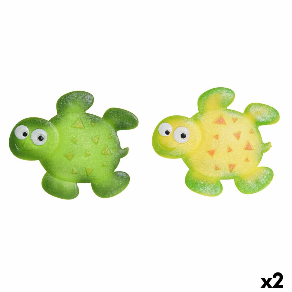 Covoraș de baie DKD Home Decor 11,5 x 1 x 10 cm Verde Galben Infantil Broască țestoasă PVC 10 cm (2 Unități)