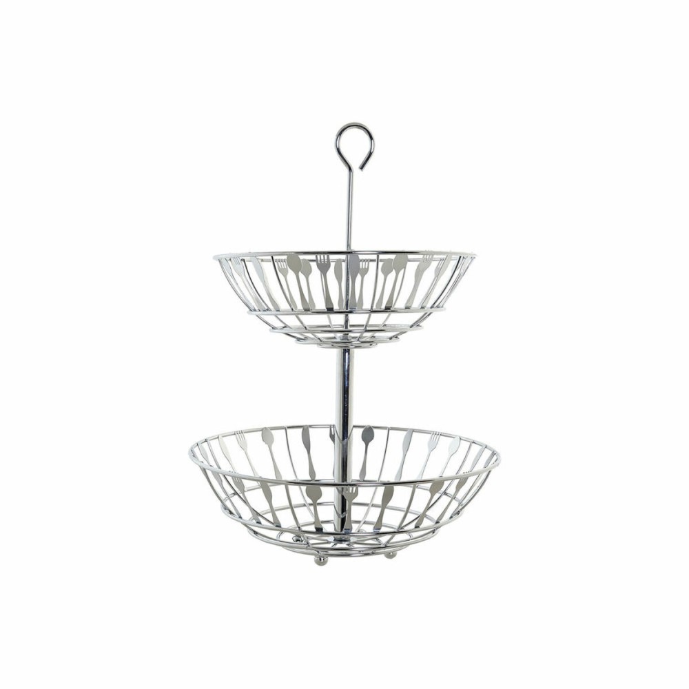 Fructieră DKD Home Decor Argintiu Metal Plastic 28 x 28 x 40 cm