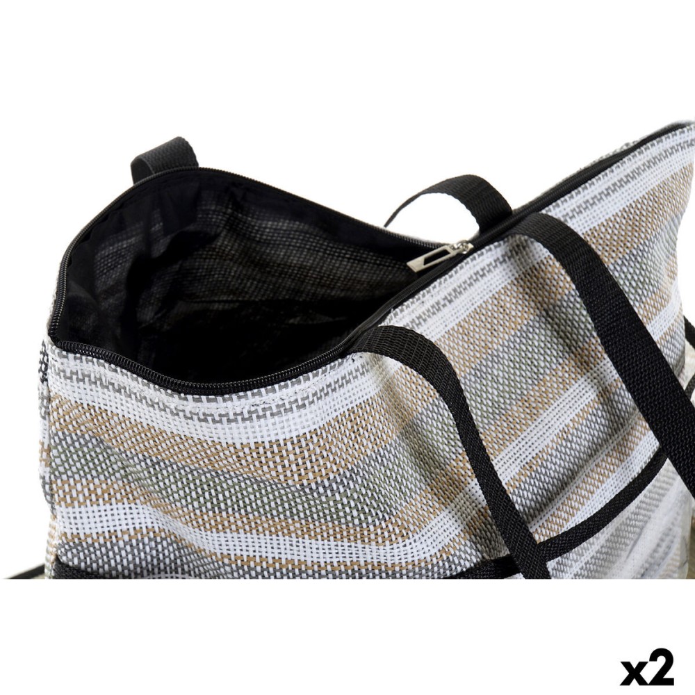Geantă de Plajă DKD Home Decor Albastru Maro Verde Gri Mentă PVC Pânză 44 x 23 x 62 cm (2 Unități)