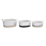 Set de Coșuri DKD Home Decor Alb Gri Crem 60 x 31 x 25 cm 3 Piese