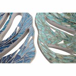 Decorațiune pentru Centrul Mesei DKD Home Decor Albastru Verde Rășină Geam 45 x 36 x 9 cm 43 x 36 x 9 cm (2 Unități)