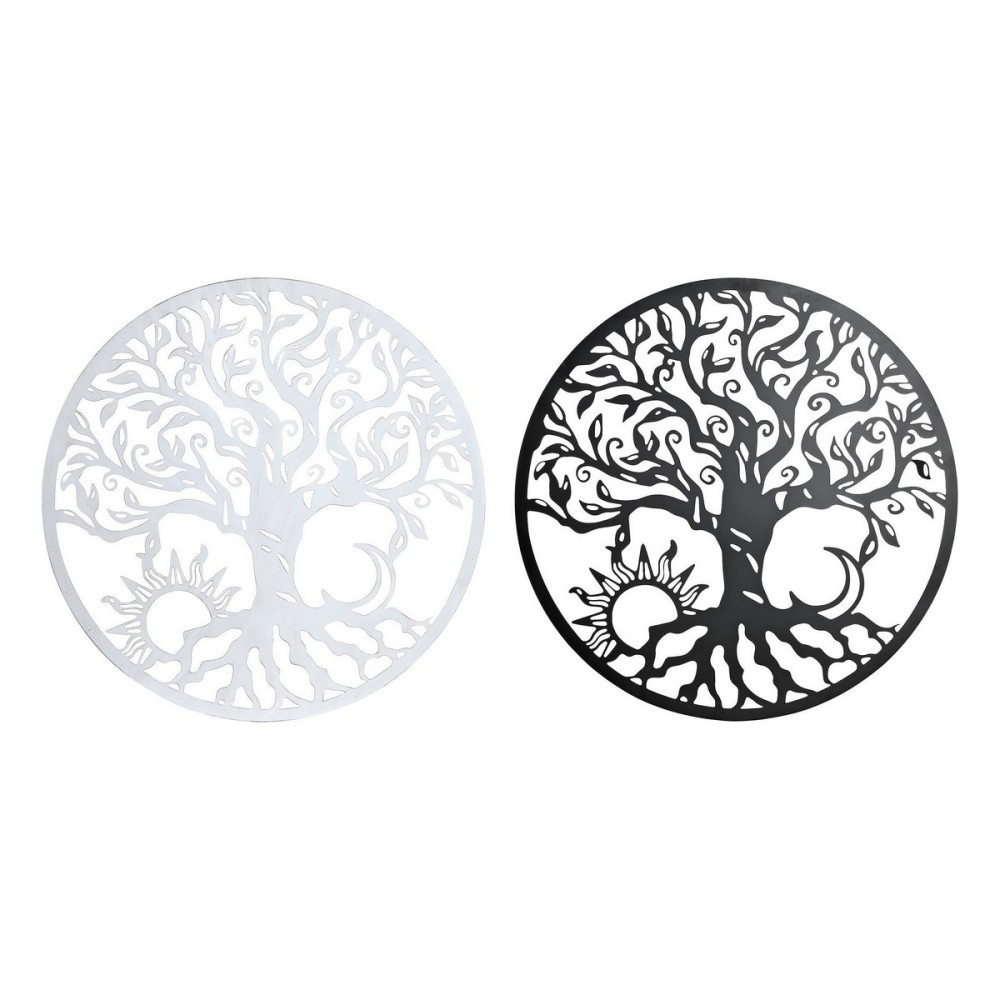 Decorațiune de Perete DKD Home Decor 100 x 1 x 100 cm Negru Alb Indian (2 Unități)