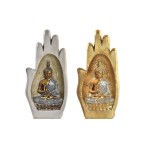 Figură Decorativă DKD Home Decor Gri Auriu* Buda Rășină (10 x 7,2 x 20,9 cm) (2 Unități)