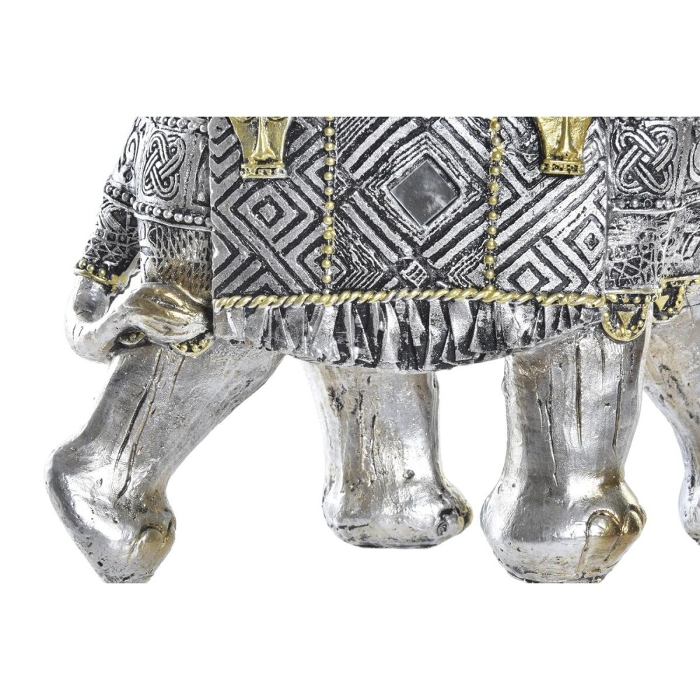 Figură Decorativă DKD Home Decor Elefant Argintiu Auriu* Rășină (22,5 x 10,7 x 21,5 cm) (2 Unități)