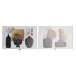 Cutie Decorativă DKD Home Decor Alb Negru Auriu* Lemn MDF Modern Vază (2 Unități)