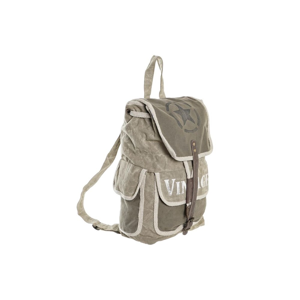 Rucsac Casual DKD Home Decor Stea Vintage Gri Bumbac Piele (30 x 17 x 44 cm)