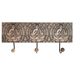 Cuier de perete DKD Home Decor Metal Lemn de mango Natural Buda Oriental 38 x 6 x 18 cm