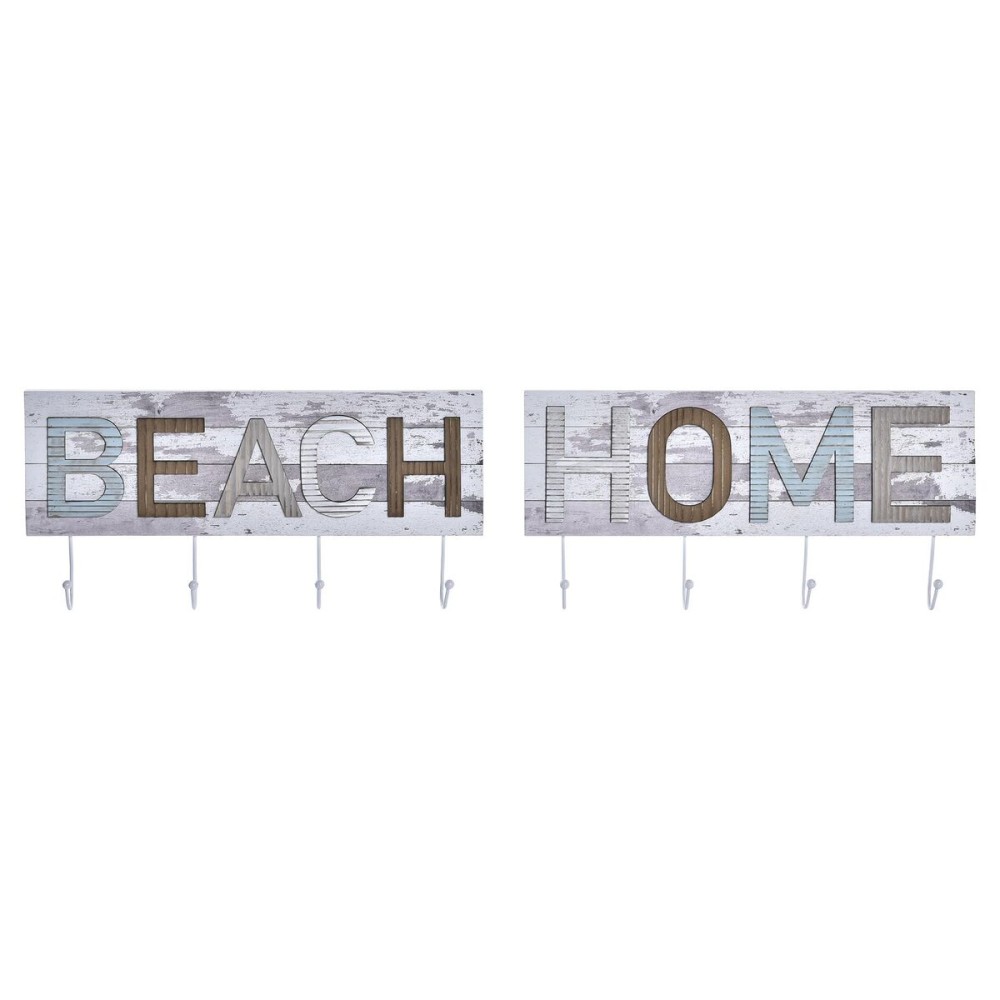 Cuier de perete DKD Home Decor Lemn Metal Plajă 45 x 5 x 23 cm (2 Unități)