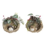 Ornament de Crăciun DKD Home Decor Poliester Ratan (14 x 11 x 15 cm) (2 Unități)