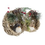 Ornament de Crăciun DKD Home Decor Poliester Ratan (14 x 11 x 15 cm) (2 Unități)
