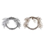 Coroană de Crăciun DKD Home Decor Metal Poliester (50 x 6 x 40 cm) (2 Unități)
