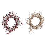 Coroană de Crăciun DKD Home Decor Metal Poliester (40 x 10 x 40 cm) (2 Unități)