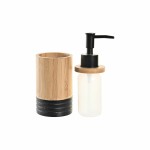 Dozator de Săpun DKD Home Decor Negru Natural Bambus polipropilenă
