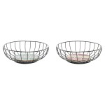 Fructieră DKD Home Decor Albastru Turquoise Metal Lemn MDF 28 x 28 x 11 cm (2 Unități)