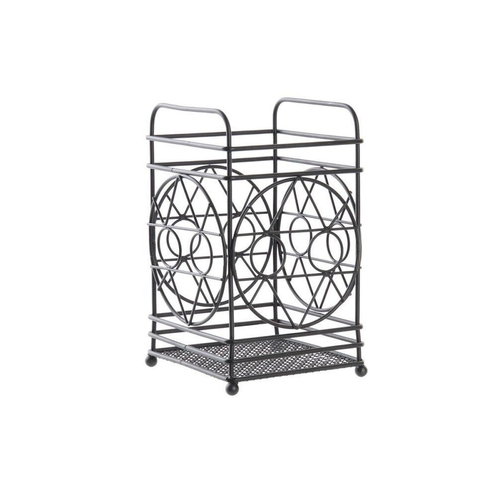Curgător pentru tacâmuri DKD Home Decor Negru Metal Geometric 12 x 12 x 20 cm