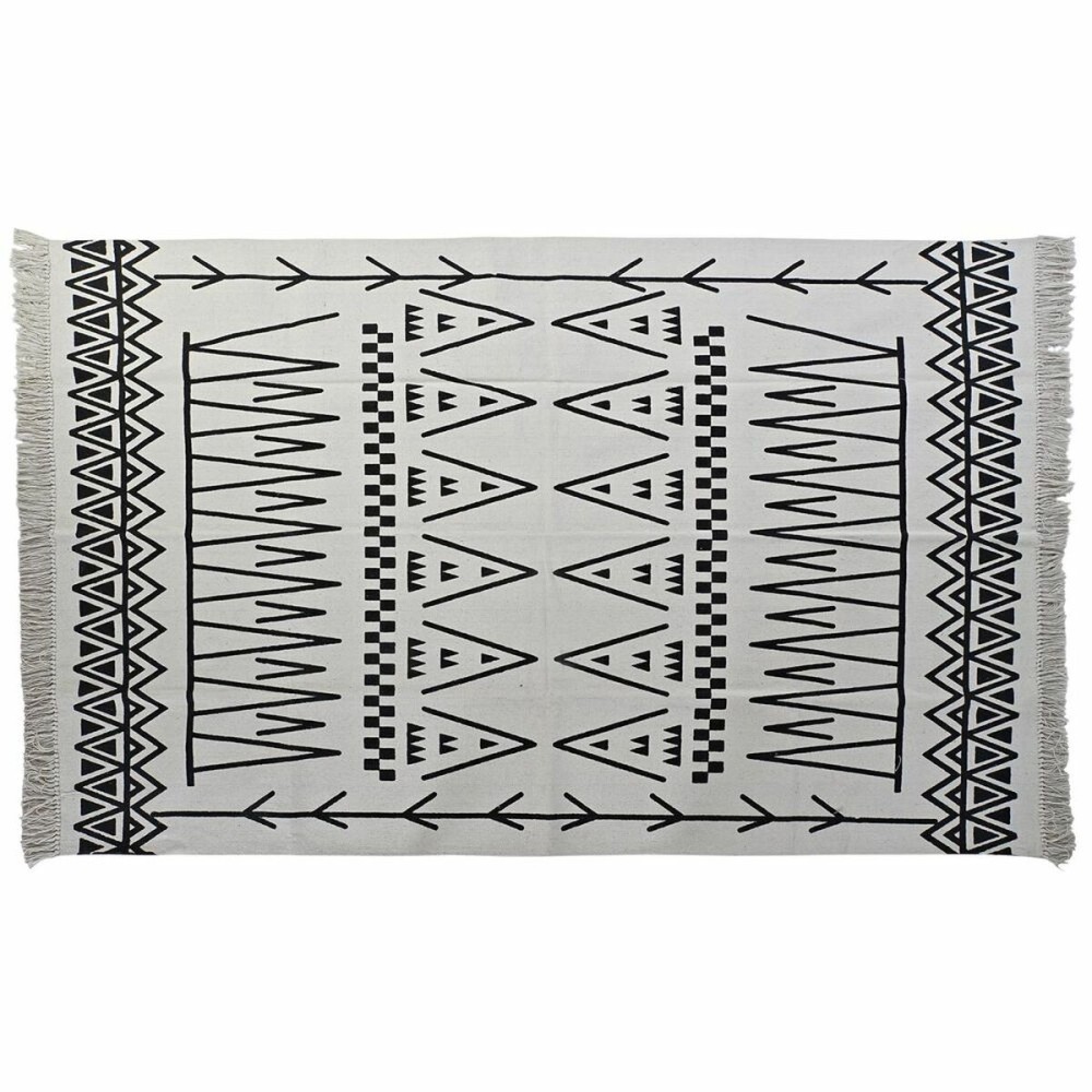 Covor DKD Home Decor 160 x 250 x 0,7 cm Negru Poliester Bumbac Alb Ikat Boho