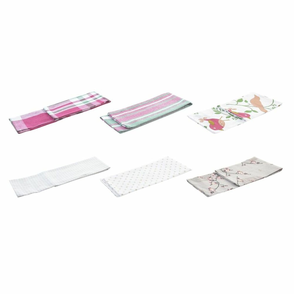 Set de lavete/prosoape de bucătărie DKD Home Decor Maro Roșu Verde Bej 60 x 0,5 x 40 cm Květiny Păsări