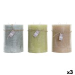 Lumânare DKD Home Decor Albastru Maro Verde 14,5 x 14,5 x 20 cm Vanilie Ceară (3 Unități)