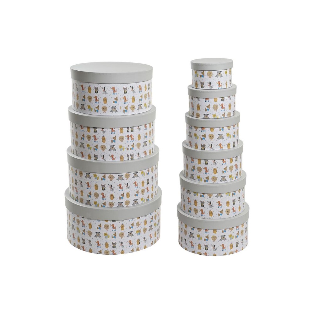 Cutie Multifuncțională DKD Home Decor Alb Infantil Multicolor Květiny Carton (37,5 x 37,5 x 18 cm)