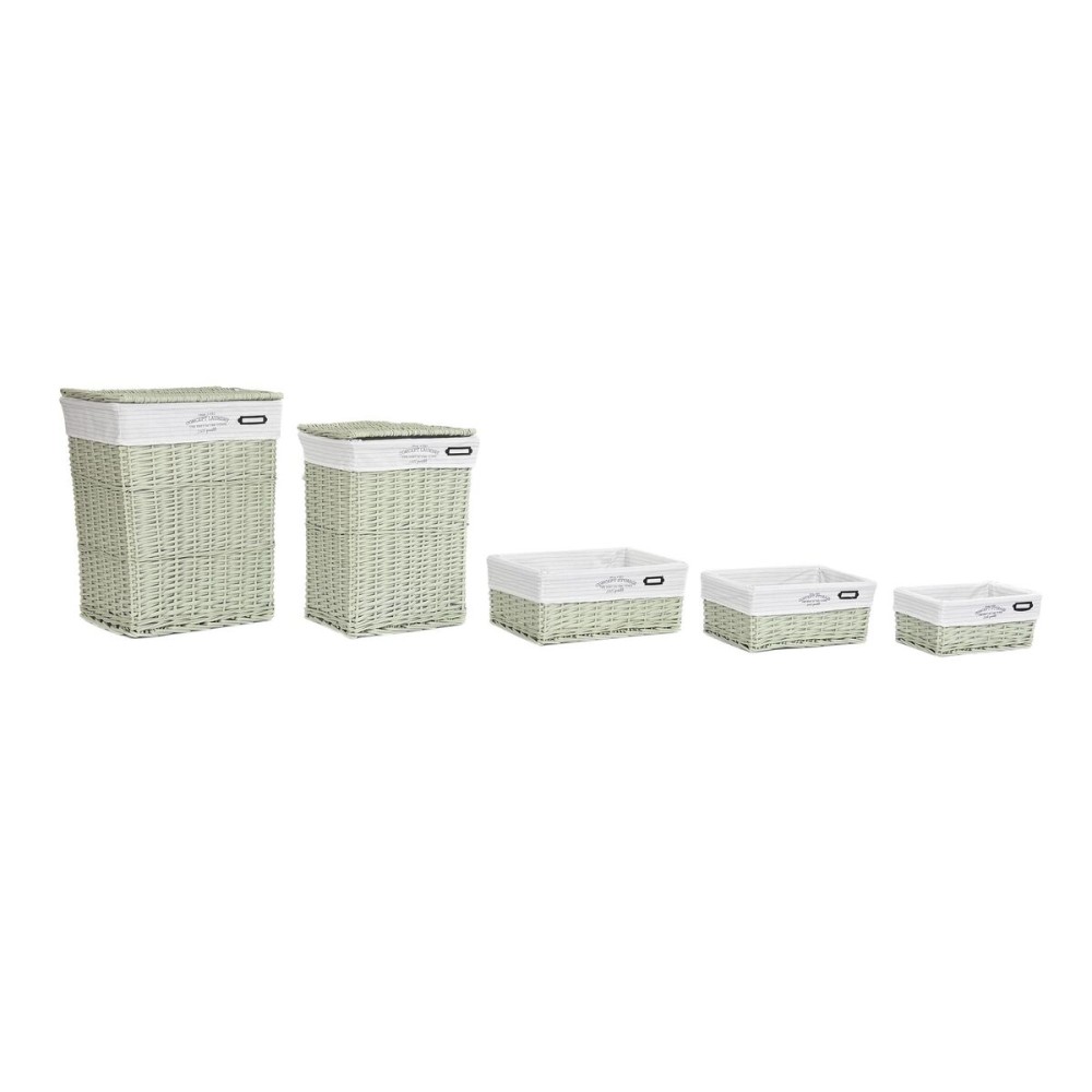 Coș Multifuncțional DKD Home Decor Verde răchită 44 x 34 x 56 cm 5 Piese