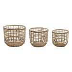 Set de Coșuri DKD Home Decor Maro Natural (3 Piese) (3 Unități)