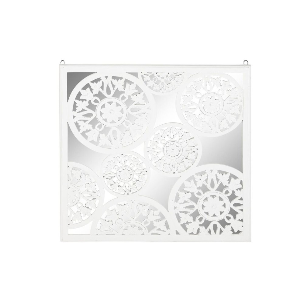 Decorațiune de Perete DKD Home Decor Oglindă Alb Lemn MDF (90 x 1,5 x 90 cm)