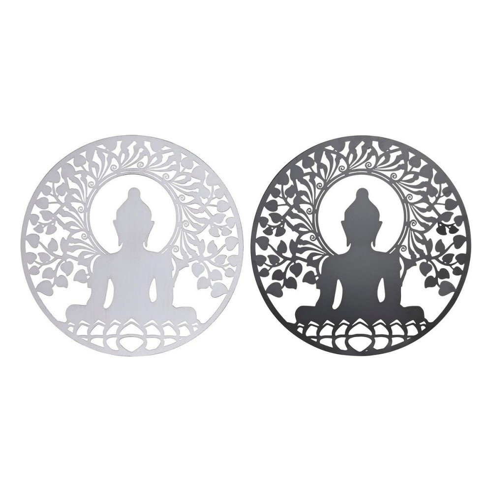Decorațiune de Perete DKD Home Decor Metal Buda (2 Unități) (60 x 1 x 60 cm)