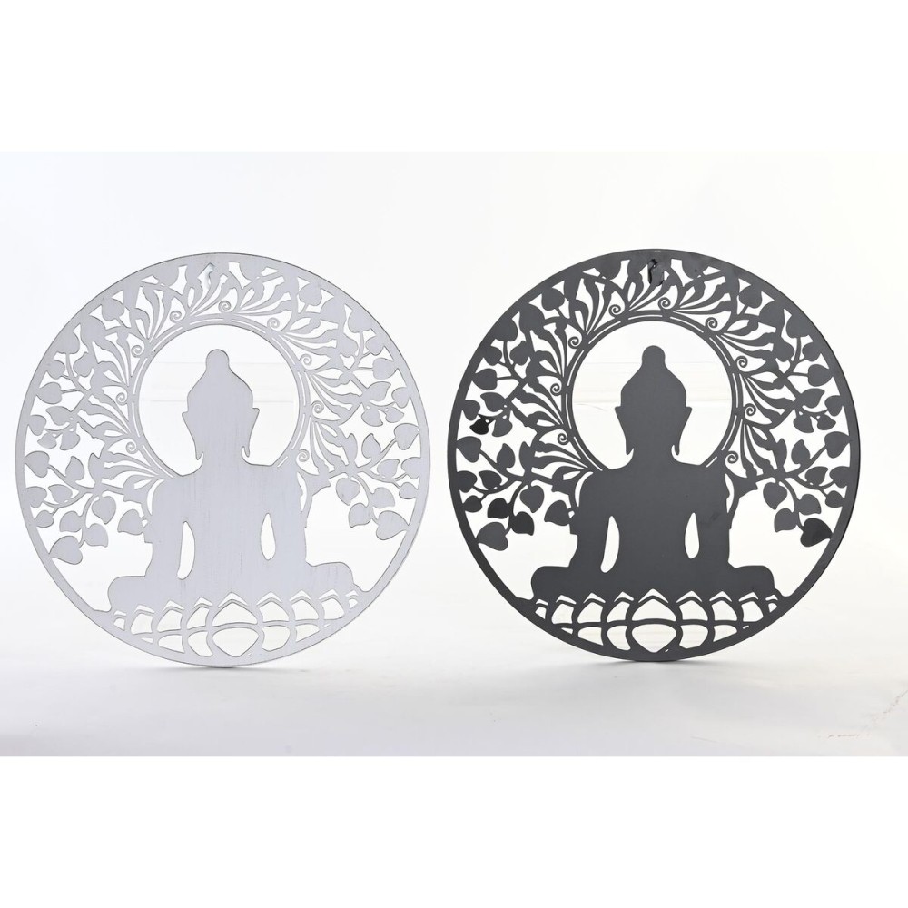 Decorațiune de Perete DKD Home Decor Metal Buda Oriental (2 Unități) (40 x 1 x 40 cm)