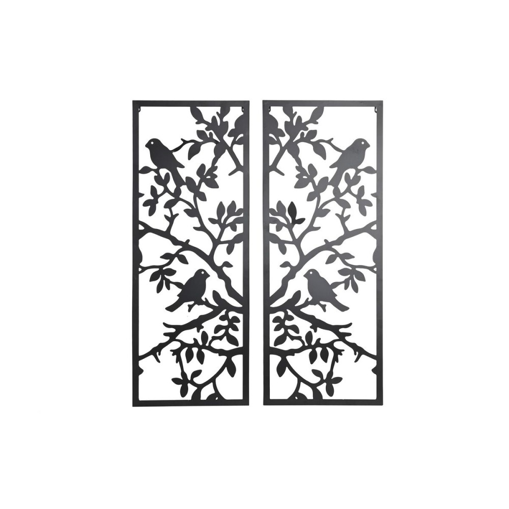 Decorațiune de Perete DKD Home Decor (2 Piese) Metal Păsări Shabby Chic (35 x 1,3 x 91 cm)