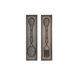 Figură Decorativă DKD Home Decor Finisaj învechit Metal Lemn Tacâmuri (24 x 5 x 99 cm) (2 Unități)