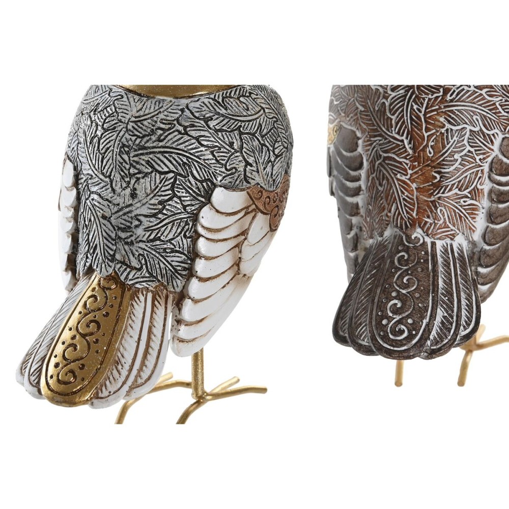 Figură Decorativă DKD Home Decor Bej Alb Rășină Pták Modern (12,5 x 7 x 16 cm) (2 Unități)