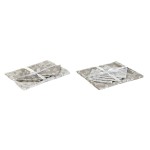 Față de masă și șervete DKD Home Decor 2 Unități 150 x 150 x 0,5 cm Bej Alb Maro Deschis