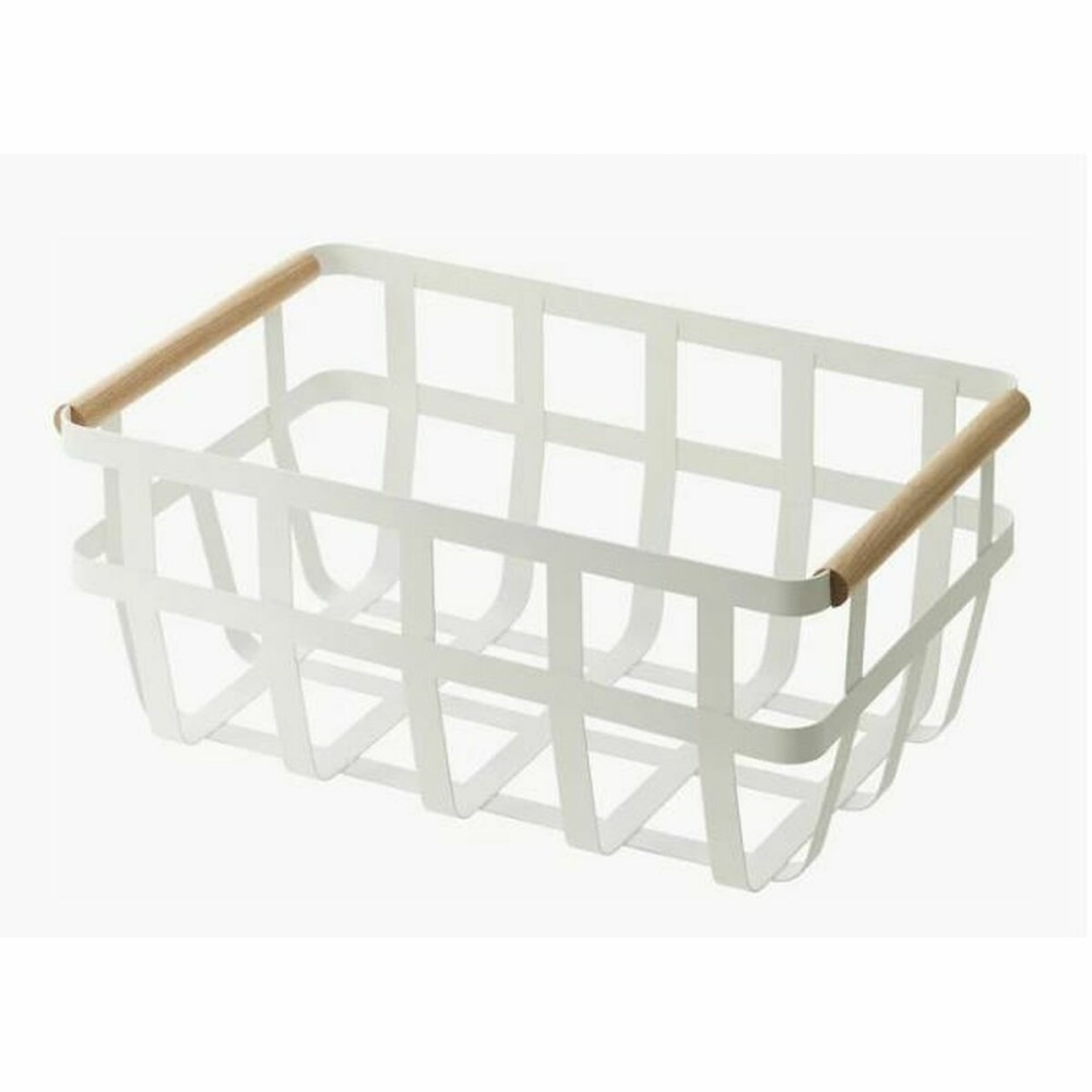Coș Multifuncțional DKD Home Decor Alb Natural Metal Pin 36 x 22 x 15,5 cm