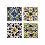 Suport pentru pahare DKD Home Decor Caramidă 4 Unități (10,8 x 10,8 x 0,7 cm)