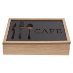 Organizator pentru tacâmuri DKD Home Decor Maro Negru Metal Lemn MDF Vintage 25 x 18 x 6 cm