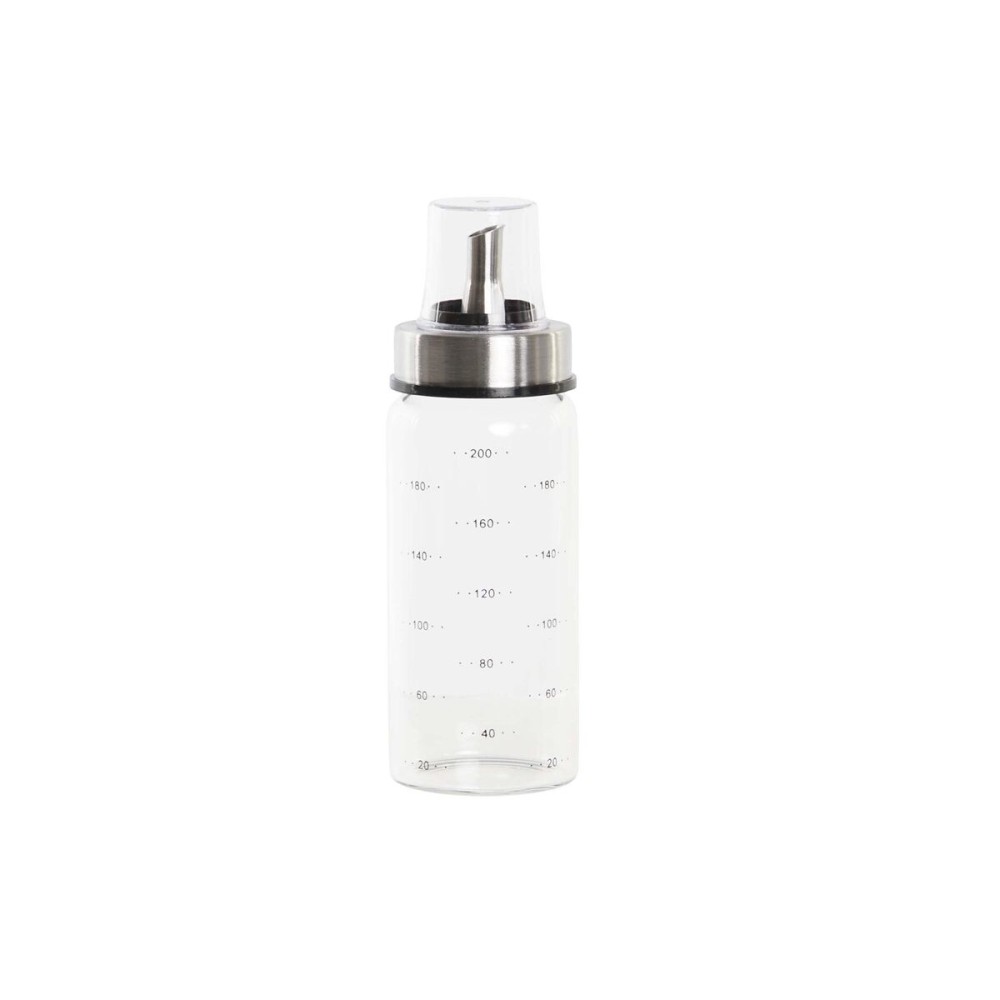 Dispenser pentru Ulei DKD Home Decor 200 ml 6 x 6 x 16,5 cm Transparent Oțel inoxidabil Sticlă borosilicată