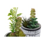 Plantă decorativă DKD Home Decor Ceramică Negru Polietilenă Alb Verde (7 x 7 x 19 cm) (2 Unități)