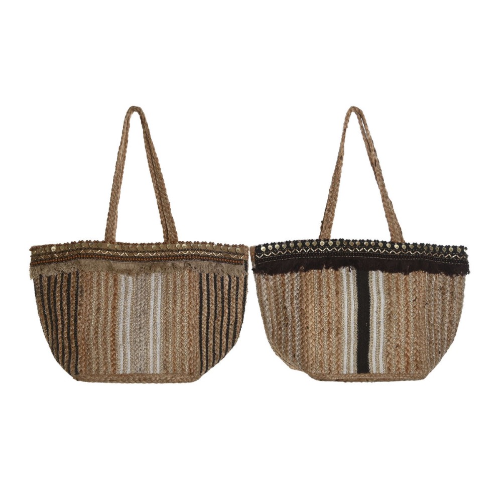 Geantă Damă DKD Home Decor Maro Crem 50 x 23 x 33 cm (2 Unități)