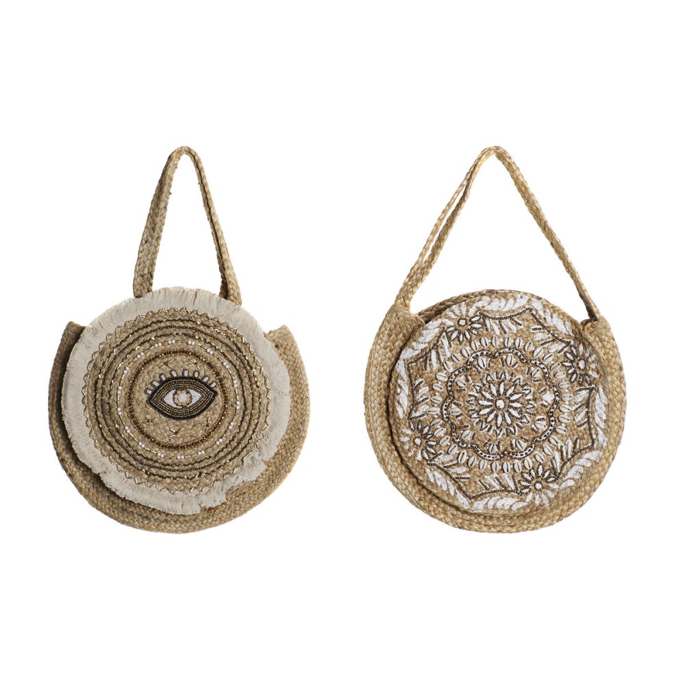 Geantă Damă DKD Home Decor Negru Bej Natural 36 x 12 x 36 cm (2 Unități)