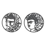 Decorațiune de Perete DKD Home Decor 100 x 1 x 100 cm Negru Buda Oriental (2 Unități)