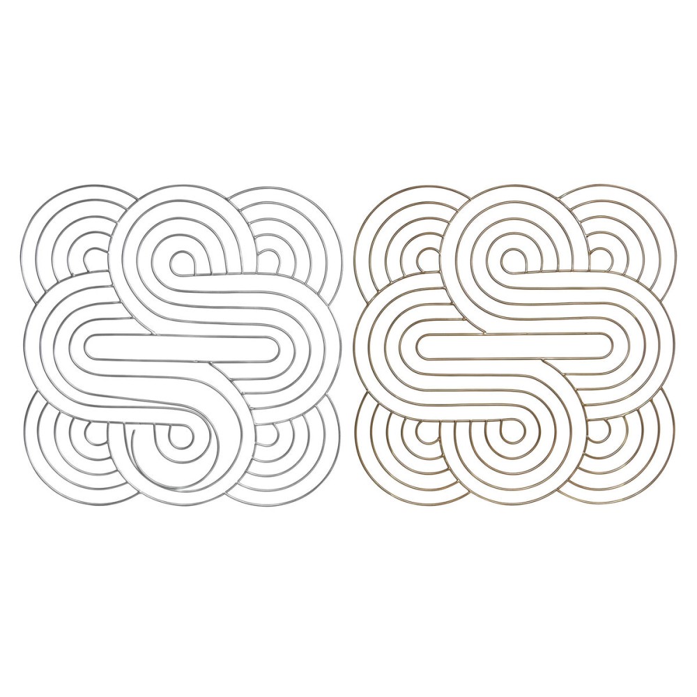 Decorațiune de Perete DKD Home Decor Auriu* Argintiu Abstract Oriental 61 x 1 x 61 cm (2 Unități)