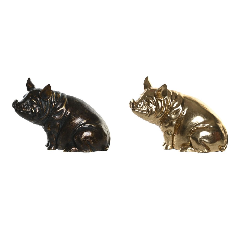 Figură Decorativă DKD Home Decor Cupru Auriu* Porc 18,5 x 10,5 x 14 cm (2 Unități)