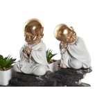 Figură Decorativă DKD Home Decor Negru Auriu* Alb Rășină Călugăr Oriental (21 x 7,5 x 25 cm) (2 Unități)