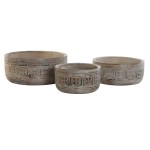Decorațiune pentru Centrul Mesei DKD Home Decor Alb Natural Lemn de mango 30,5 x 30,5 x 12,7 cm (3 Piese)